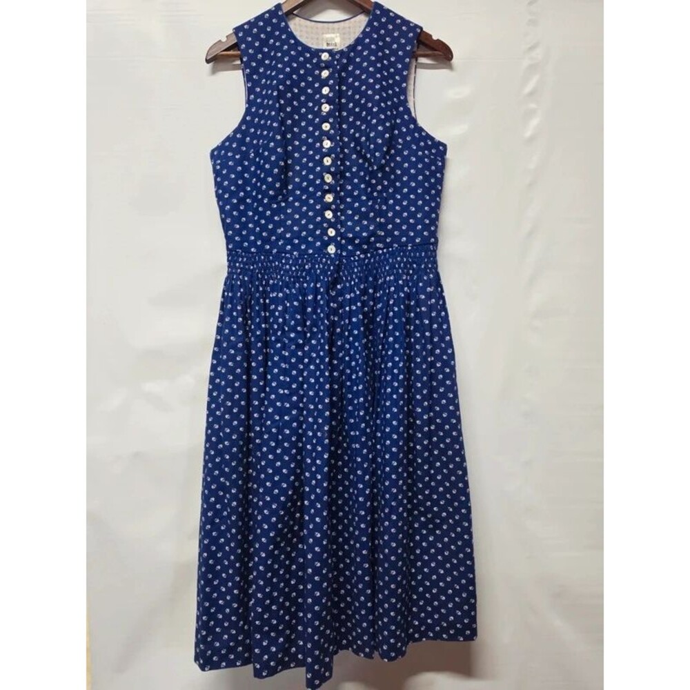 Vintage Hanne Modell Blue Floral 100% Cotton Midi Dress